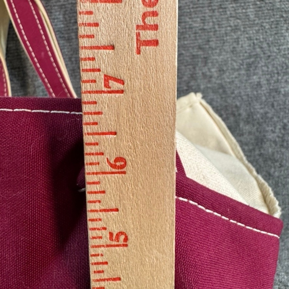 LL Bean Boat and Tote Canvas Bag Burgundy Cream Small Medium Made in USA - Picture 8 of 11